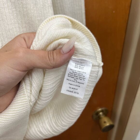 Talbots Ivory Cable Knit cotton Turtleneck Sweater - Picture 3 of 3